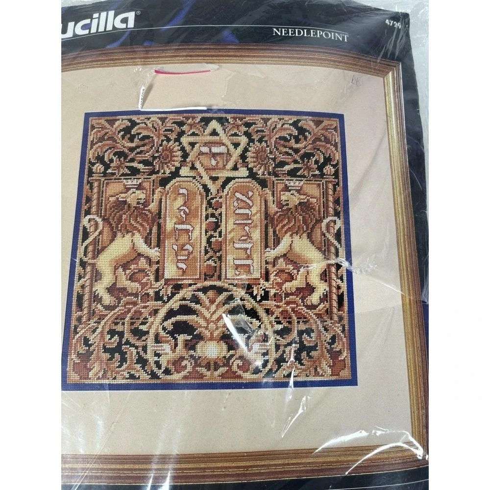 Bucilla Needlepoint Judaic Ten Commandments Kit #4729 14x14 Vintage 1997 NEW